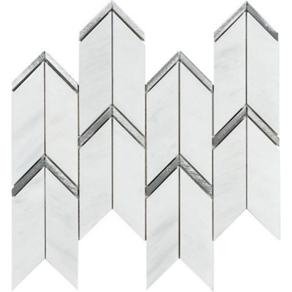 Belluno Designs HAR-1003 Harper 2" x 4.5"  Eastern White Arrow Polished Mosaic Wall Tile